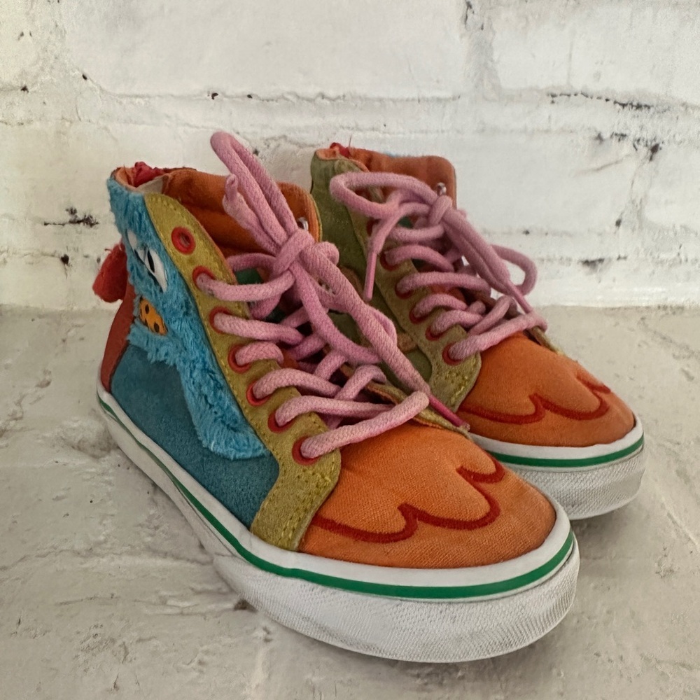 Vans x Sesame Street Sk8-Hi Zip Kids Sneakers Size 12 Cookie Monster Elmo - Picture 2 of 11